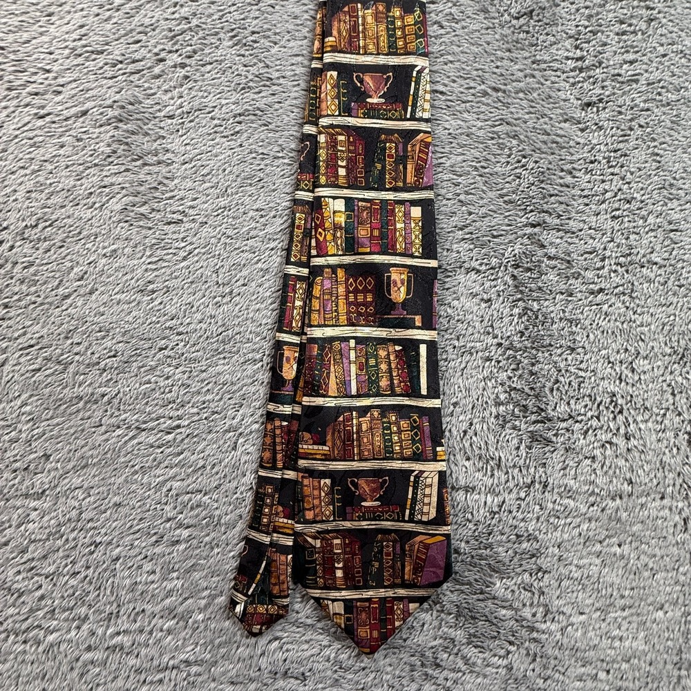 A. Rogers Vintage Neck Tie Antique Book Library Pattern Men's Tie